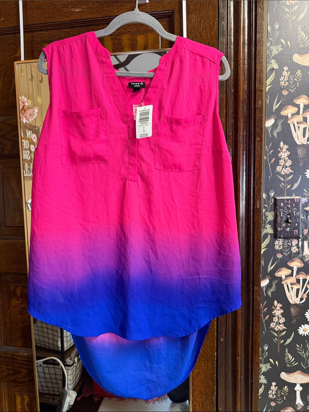 Harper Pink to Blue Ombre Sleeveless V-Notch Camisole